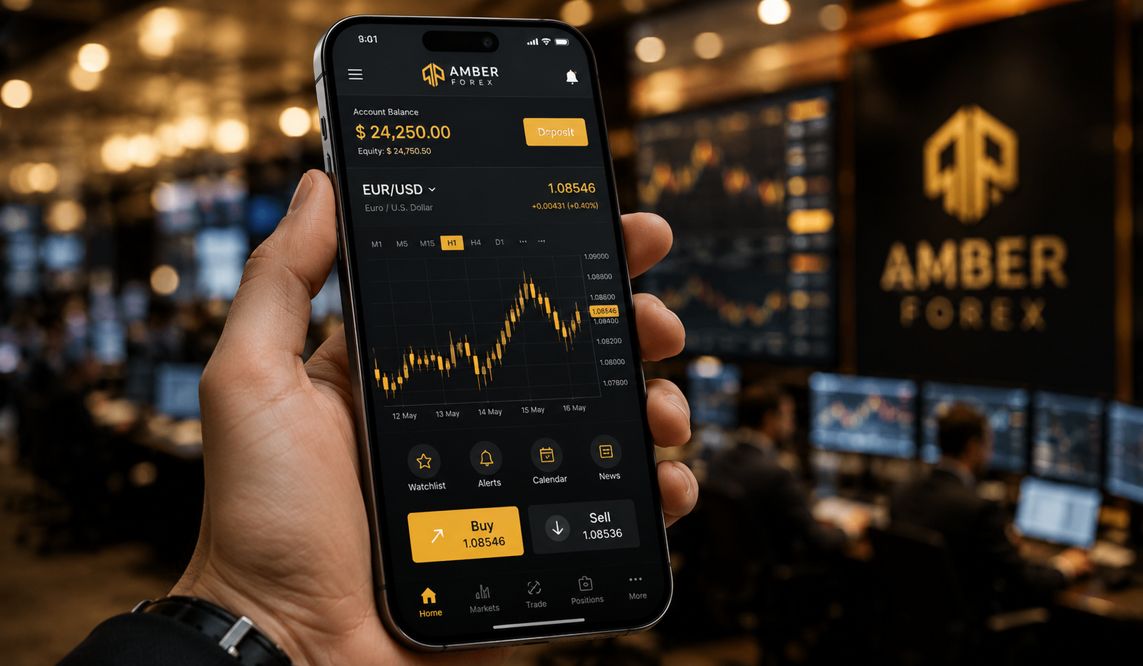 Forex CRM mobile app interface